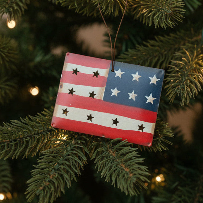 American Flag Punched Tin Ornament