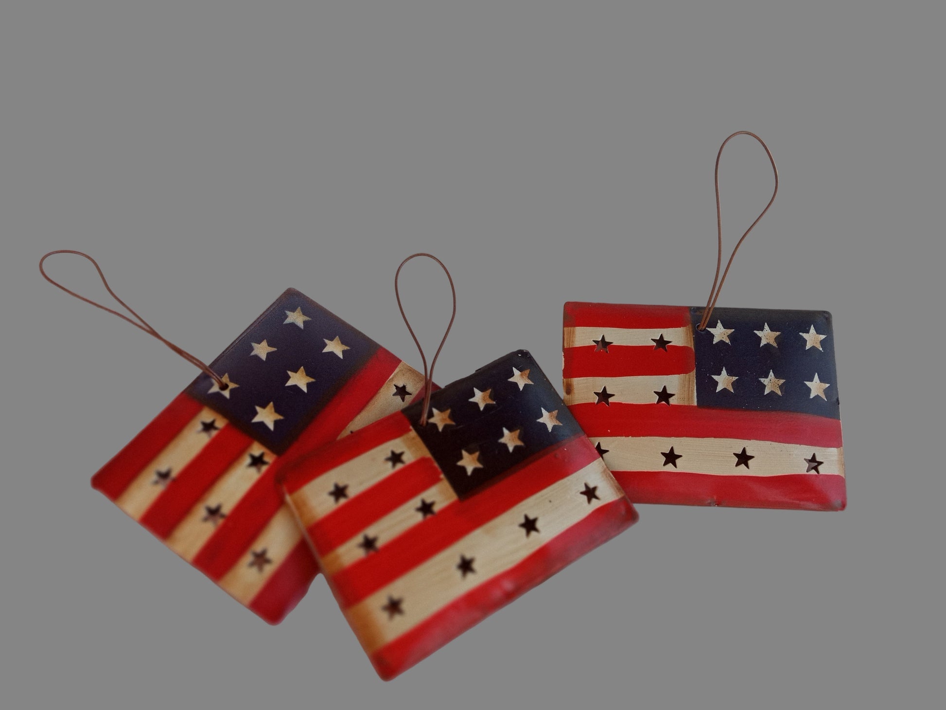 American Flag Punched Tin Ornament