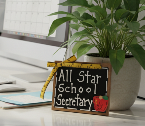 All Star School Secretary Ornament – Handmade Wood Sign